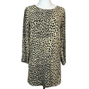 J. Crew Leopard Print Long Sleeve Shift Dress with Pockets